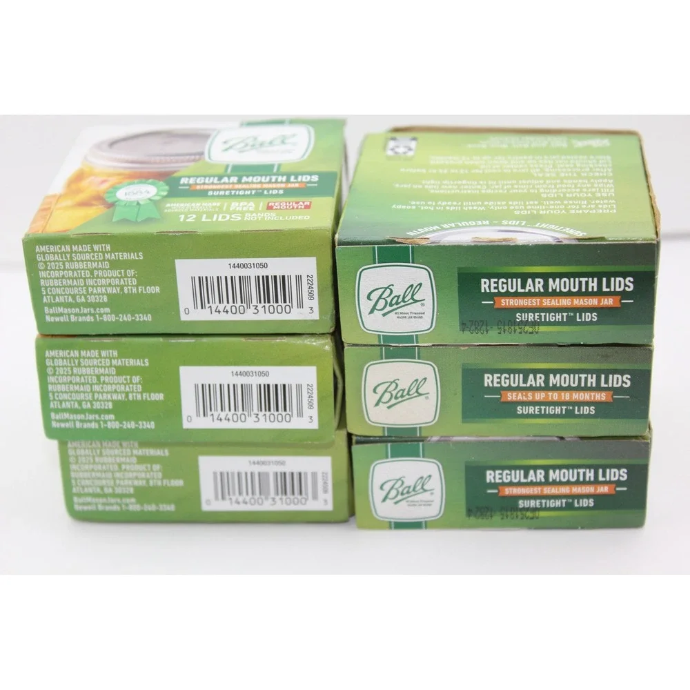 Ball Regular Mouth Lids SureTight 1440031050 Silver 6 Boxes 72‎ Count Total NEW